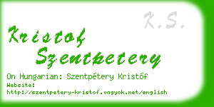 kristof szentpetery business card